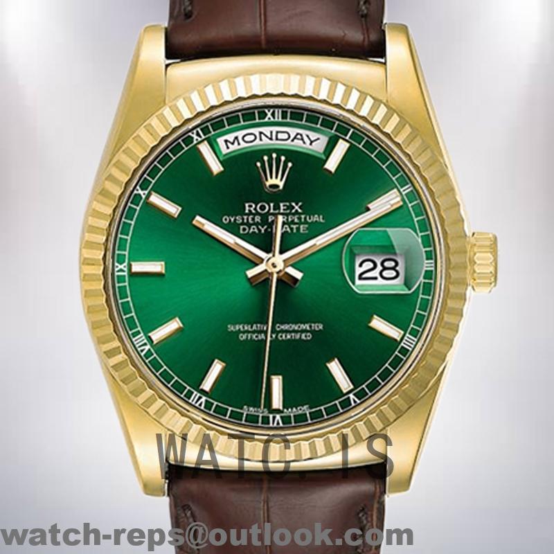 Rolex Day-Date 118138 36mm Men’s Green Dial Gold-tone Watch 2