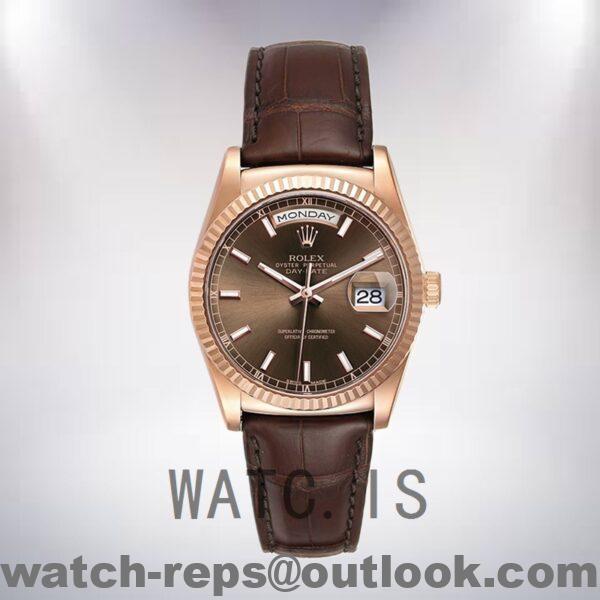 Rolex Day-Date 118135 36mm Men's Rose Gold-tone Leather Strap Watch - Image 2