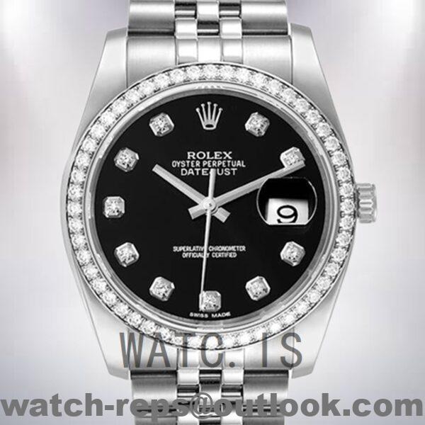 Rolex Datejust Men's 116244BKDJ 36mm Bracelet Black Dial Watch