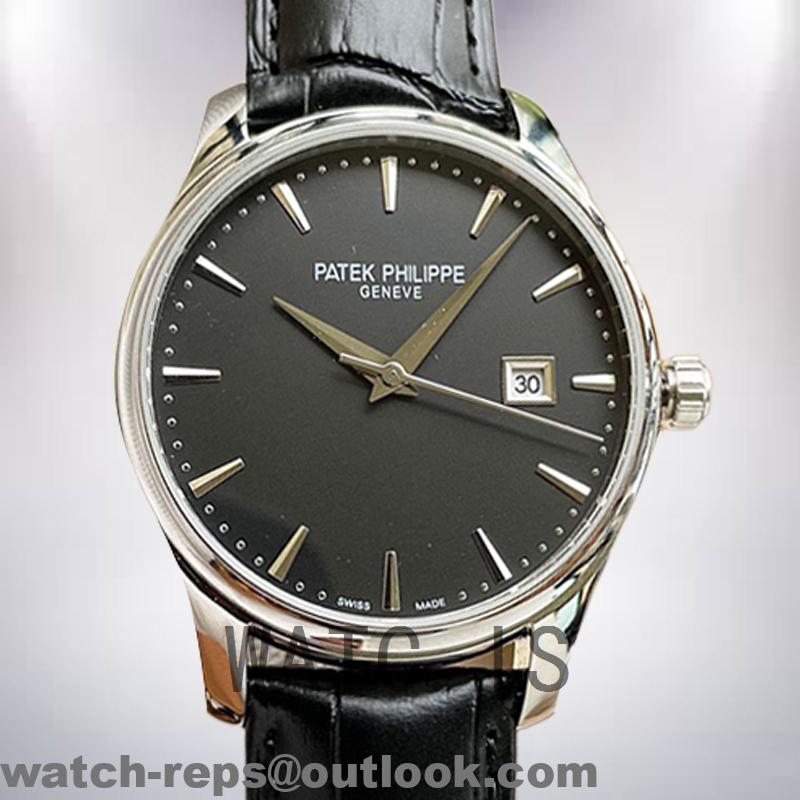 Patek Philippe Calatrava 5227G-001 Men’s 40mm Silver-tone Leather Strap Watch 2