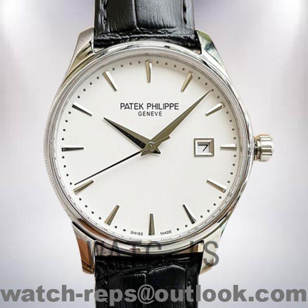 Patek Philippe Calatrava 5227G-001 Men’s 40mm Silver-tone Leather Strap Watch 4