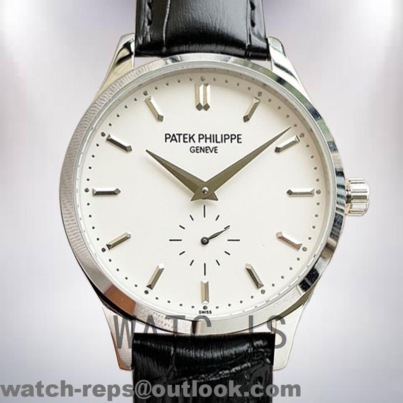 Patek Philippe Calatrava 5227G-001 Men’s 40mm Silver-tone Leather Strap Watch 3