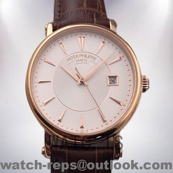 Patek Philippe Calatrava 40mm Men’s 5153R-001 Leather Strap White Dial Watch 4