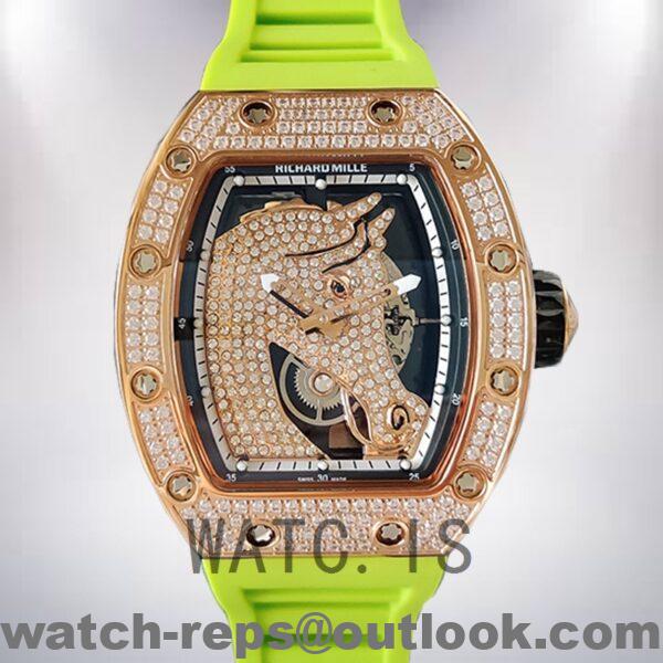 Richard Mille RM52-02 RM52-02-010 Men Around 43mm Horse Dial Rose Gold-tone/Silver-tone Watch