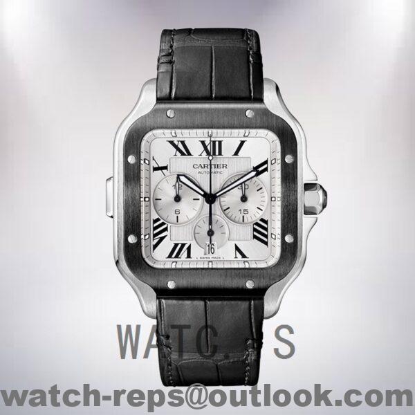 Cartier Santos WSSA0017 43mm Men's Leather Strap Automatic Watch - Image 2