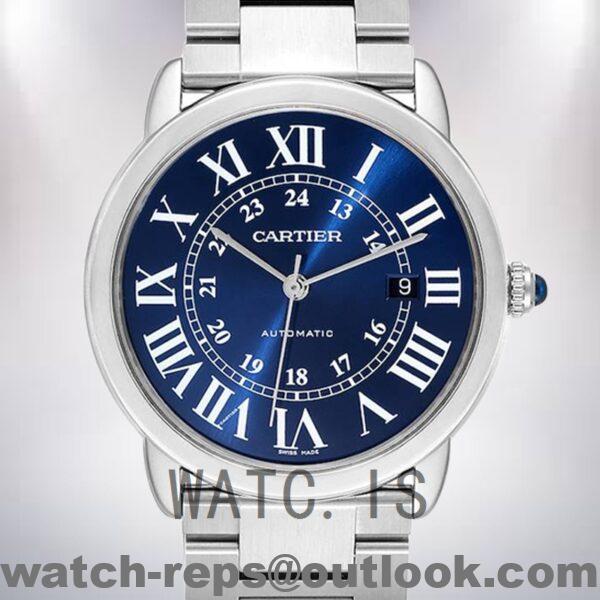Cartier Ronde Men's 36mm WSRN0023 Blue Dial Watch
