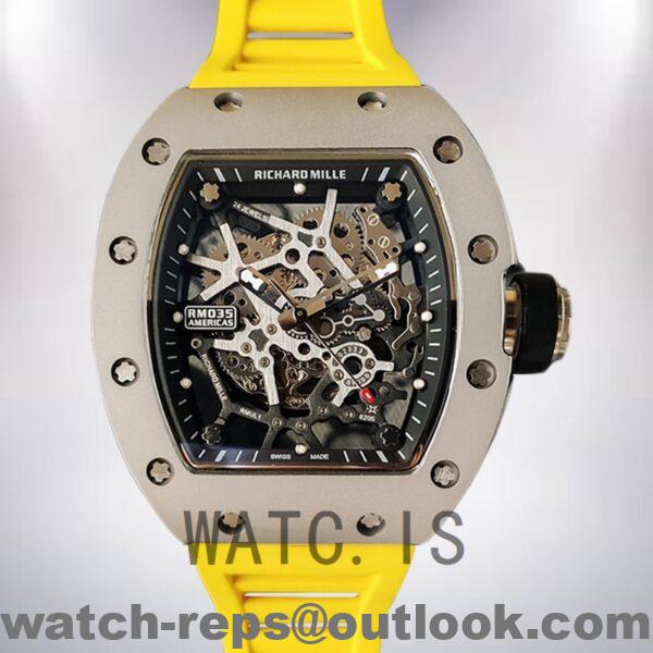 Richard Mille RM35 Men RM35-019 Around 48*40mm Silver-tone Mechanical Watch