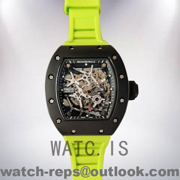 Richard Mille RM35 Around 48*40mm RM35-014 Men Rubber Band Black-tone Watch - Image 9