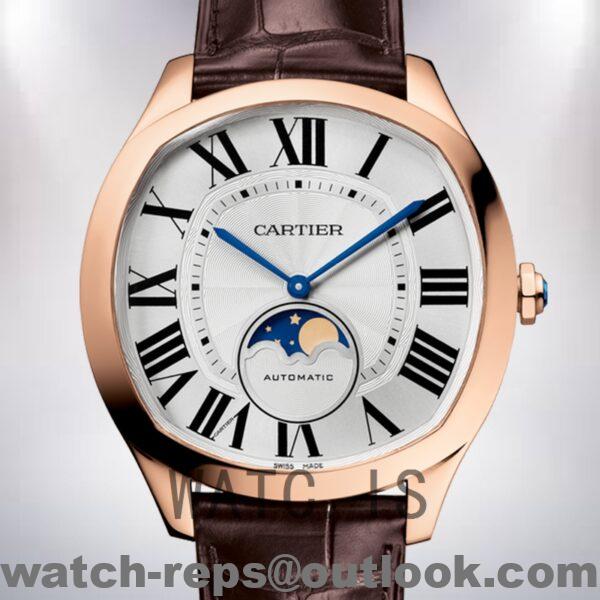 Cartier Drive WGNM0018 Men's 40mm Leather Strap Rose Gold-tone Watch