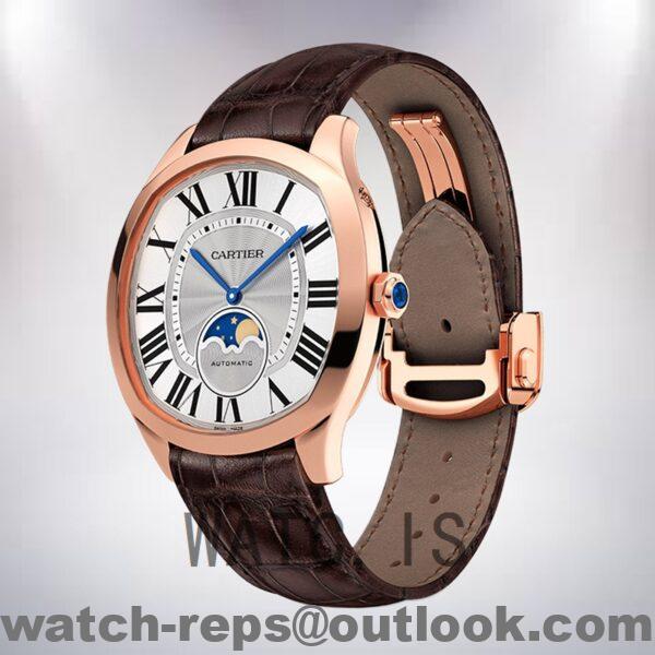 Cartier Drive WGNM0018 Men's 40mm Leather Strap Rose Gold-tone Watch - Image 4