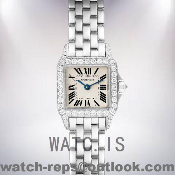 Cartier Santos Demoiselle WF9005Y8 Ladies 26mm Bracelet White Dial Watch 5