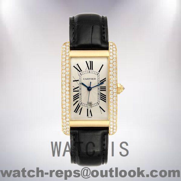 Cartier Tank Americaine Unisex 27mm WB702051 Silver Dial Gold-tone Watch - Image 2