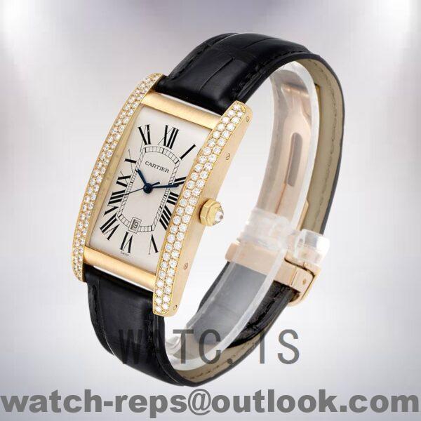 Cartier Tank Americaine Unisex 27mm WB702051 Silver Dial Gold-tone Watch - Image 3