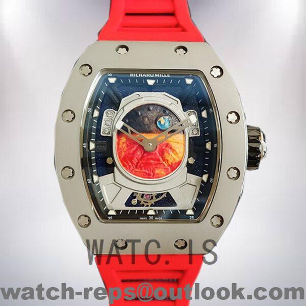 Richard Mille RM52-05 RM52-05-006 Around 50*42mm Men Mars Earth Dial Rubber Band Watch