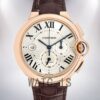Cartier Ballon Bleu W6920009 47mm Men's Silver Dial Leather Strap Watch