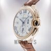 Cartier Ballon Bleu W6920009 47mm Men's Silver Dial Leather Strap Watch - Image 4