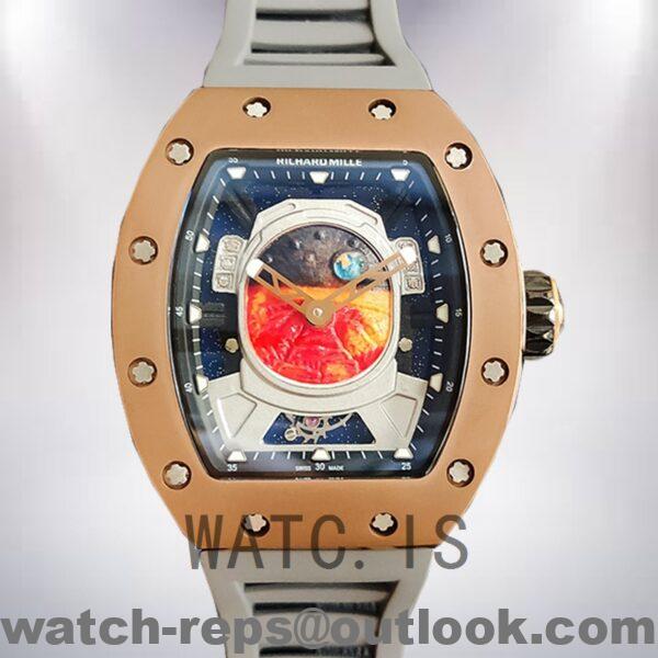 Richard Mille RM52-05 Men RM52-05-003 Around 50*42mm Rubber Band Mars Earth Dial Watch