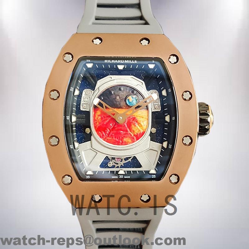Richard Mille RM52-05 RM52-05-004 Around 50*42mm Men Rubber Band Watch 3