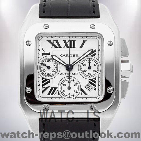 Cartier Santos Men's W20090X8 42mm Leather Strap Automatic Watch