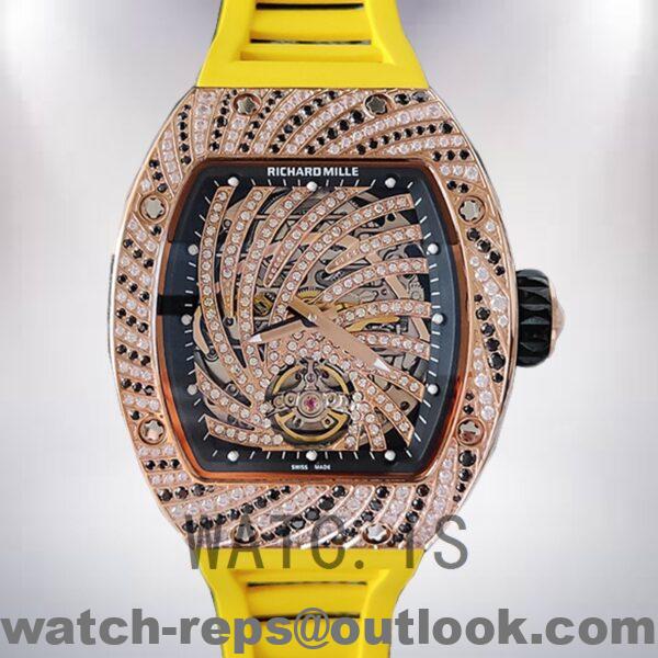 Richard Mille RM51-02 Ladies RM51-02-009 Around 48*40mm Diamond Paved Dial Rubber Band Watch