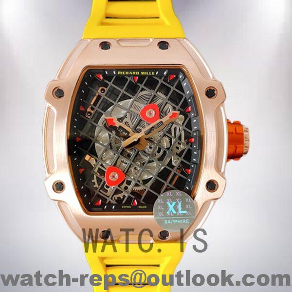 Richard Mille RM27-04 Around 38*48mm RM27-04-011 Men Rose Gold-tone Transparent Dial Watch