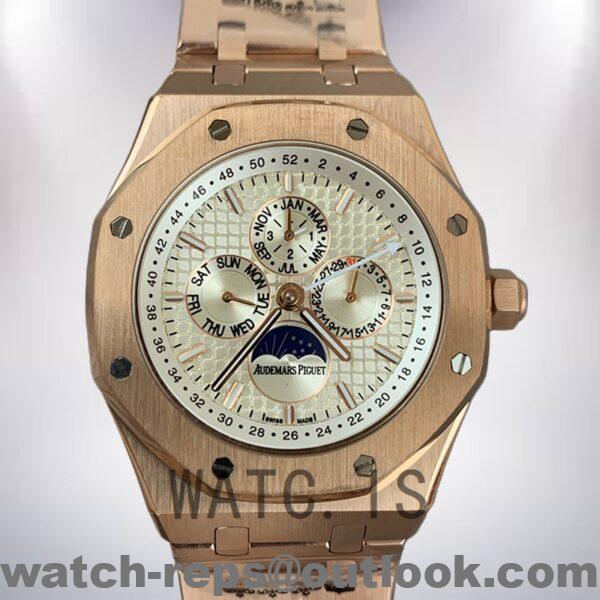 Audemars Piguet Royal Oak 26574OR.OO.1220OR.01-1 42mm Men's White Dial Rose Gold-tone Watch