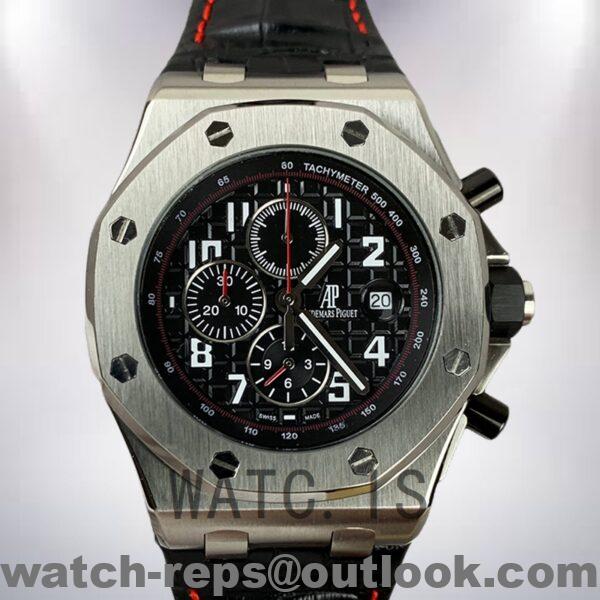 Audemars Piguet Royal Oak Offshore 43mm Men's 26470ST.OO.A028CR.01 Black Dial Leather Strap Watch