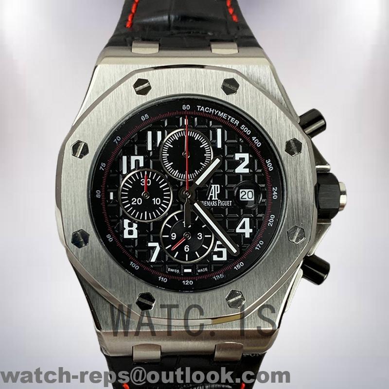 Audemars Piguet Royal Oak Offshore Men’s 43mm 26470ST.OO.A101CR.01 Silver-tone Leather Strap Watch 3