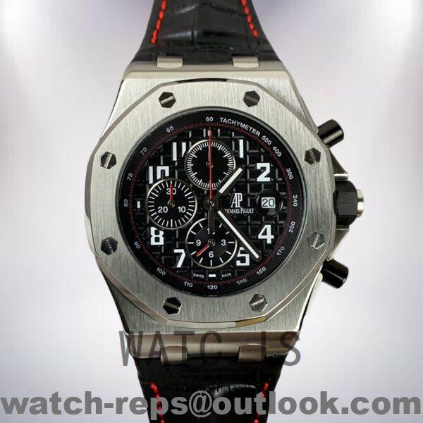 Audemars Piguet Royal Oak Offshore 43mm Men's 26470ST.OO.A028CR.01 Black Dial Leather Strap Watch - Image 2