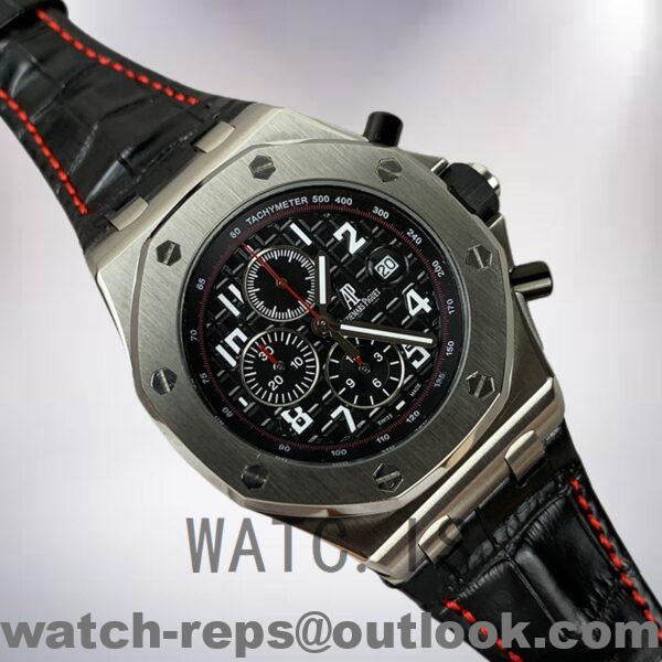 Audemars Piguet Royal Oak Offshore 43mm Men's 26470ST.OO.A028CR.01 Black Dial Leather Strap Watch - Image 3