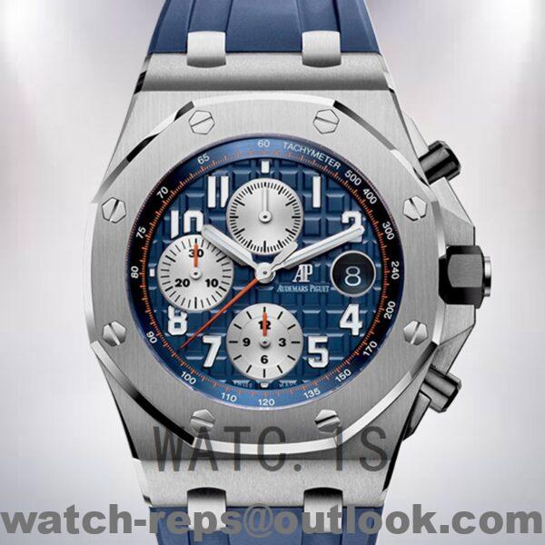 Audemars Piguet Royal Oak Offshore 26470ST.OO.A027CA.01 Men's 43mm Blue Dial Rubber Band Watch