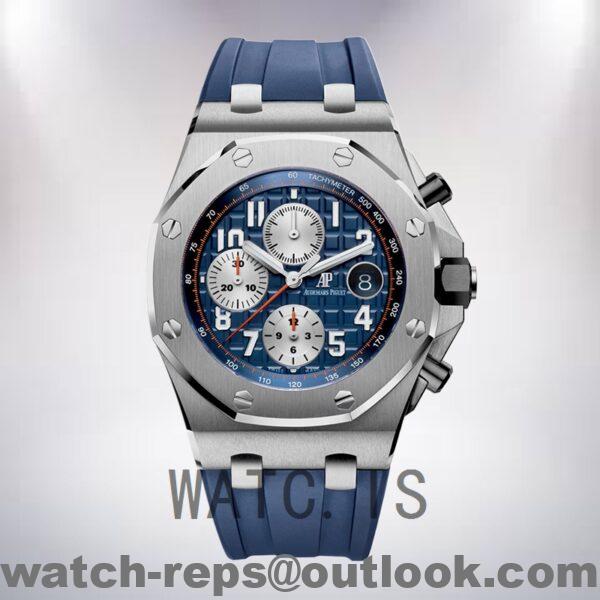 Audemars Piguet Royal Oak Offshore 26470ST.OO.A027CA.01 Men's 43mm Blue Dial Rubber Band Watch - Image 2