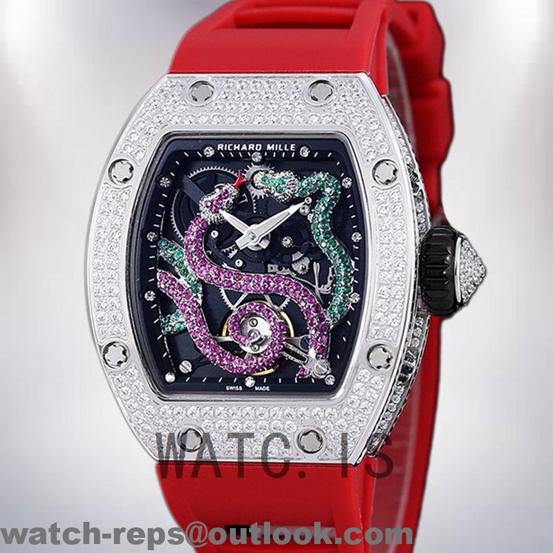 Richard Mille RM 07-01 Ladies 31*45mm RM 07-01-012 Black With Diamonds Dial Rose Gold Watch 3