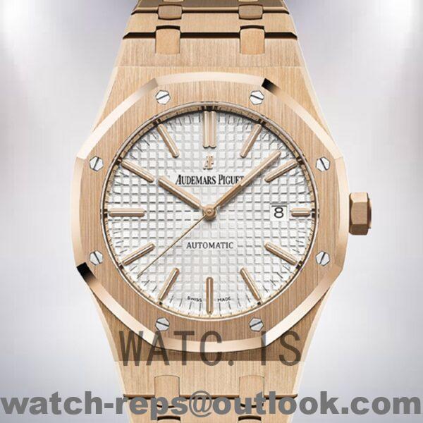 Audemars Piguet Royal Oak Men's 41mm 15400OR.OO.1220OR.02 Rose Gold-tone White Dial Watch