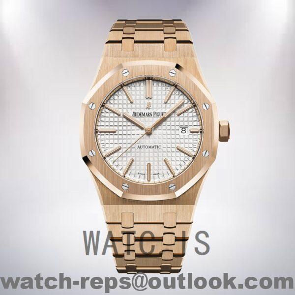 Audemars Piguet Royal Oak Men's 41mm 15400OR.OO.1220OR.02 Rose Gold-tone White Dial Watch - Image 2