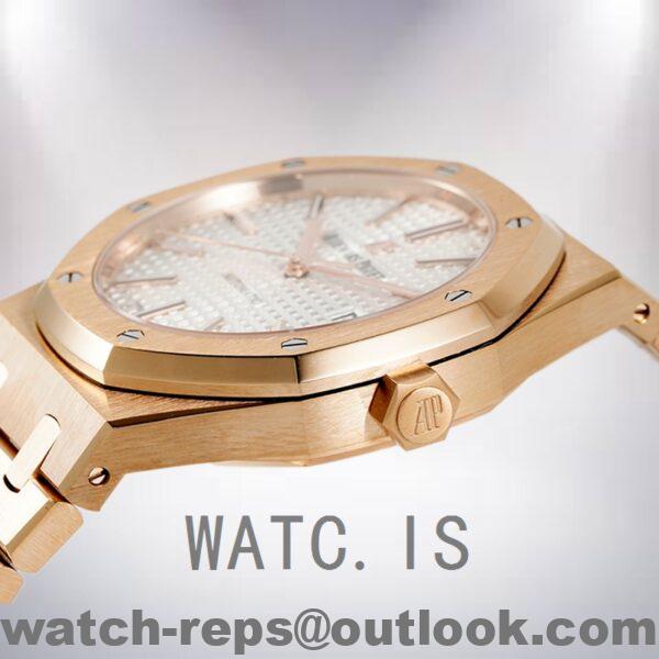 Audemars Piguet Royal Oak Men's 41mm 15400OR.OO.1220OR.02 Rose Gold-tone White Dial Watch - Image 3