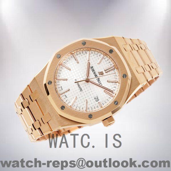 Audemars Piguet Royal Oak Men's 41mm 15400OR.OO.1220OR.02 Rose Gold-tone White Dial Watch - Image 4