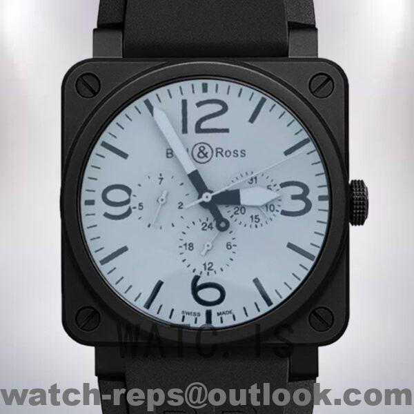 Bell&Ross Instruments Men’s 46mm BR01-94 Black Dial Rubber Band Watch 3