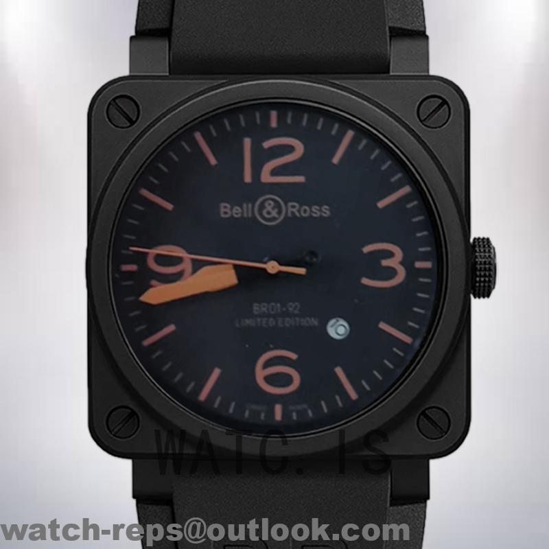 Bell&Ross Instruments BR01-92 Men’s 42mm Black Dial Rubber Band Watch 2