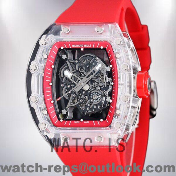 Richard Mille RM 055 Men RM 055-024 50*42mm Rubber Band Transparent Watch 4