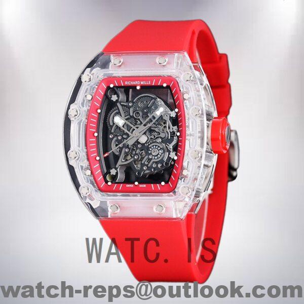 Richard Mille RM 055 Men RM 055-024 50*42mm Rubber Band Transparent Watch 5