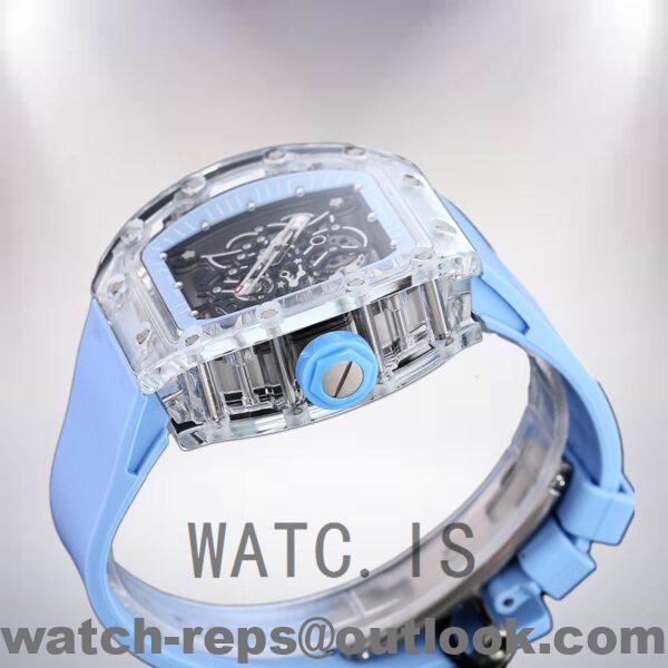 Richard Mille RM 055 50*42mm Men RM 055-023 Rubber Band Transparent Dial Watch 6