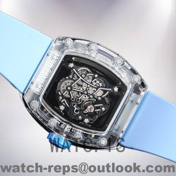 Richard Mille RM 055 50*42mm Men RM 055-023 Rubber Band Transparent Dial Watch 7