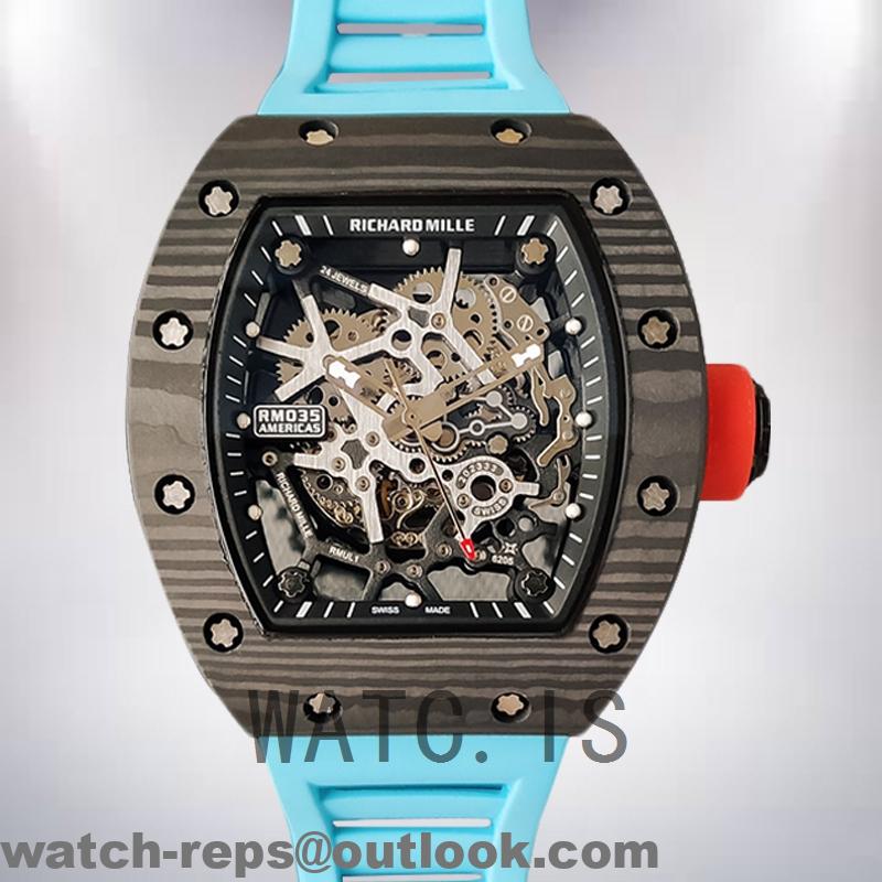 Richard Mille RM35 Men RM35-028 Around 48*40mm Rubber Band Watch 2