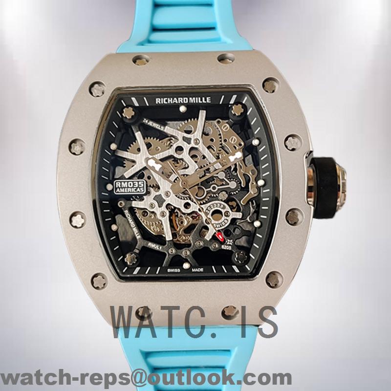 Richard Mille RM35 RM35-016 Around 48*40mm Men Rubber Band Silver-tone Watch 2