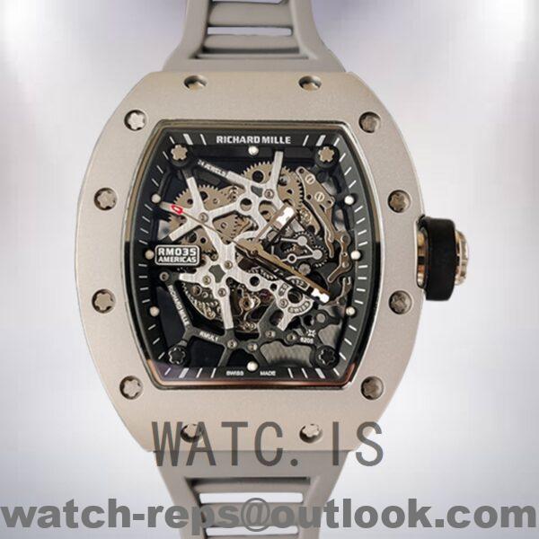 Richard Mille RM35 RM35-016 Around 48*40mm Men Rubber Band Silver-tone Watch 4