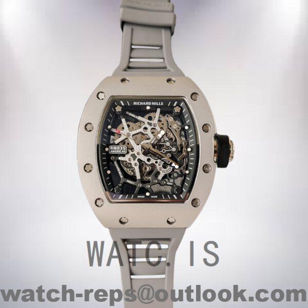 Richard Mille RM35 RM35-016 Around 48*40mm Men Rubber Band Silver-tone Watch 5