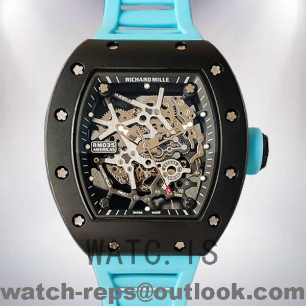 Richard Mille RM35 Around 48*40mm Men RM35-013 Rubber Band Black-tone Watch 4