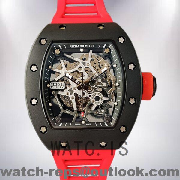 Richard Mille RM35 Men Around 48*40mm RM35-012 Black-tone Skeleton Dial Watch