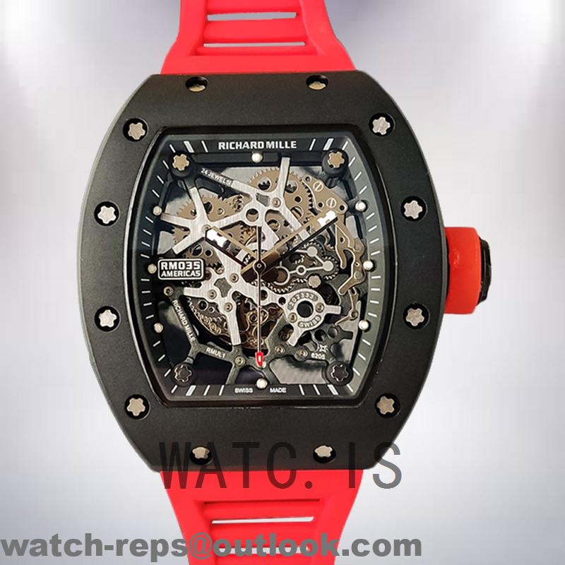 Richard Mille RM35 Around 48*40mm Men RM35-013 Rubber Band Black-tone Watch 3